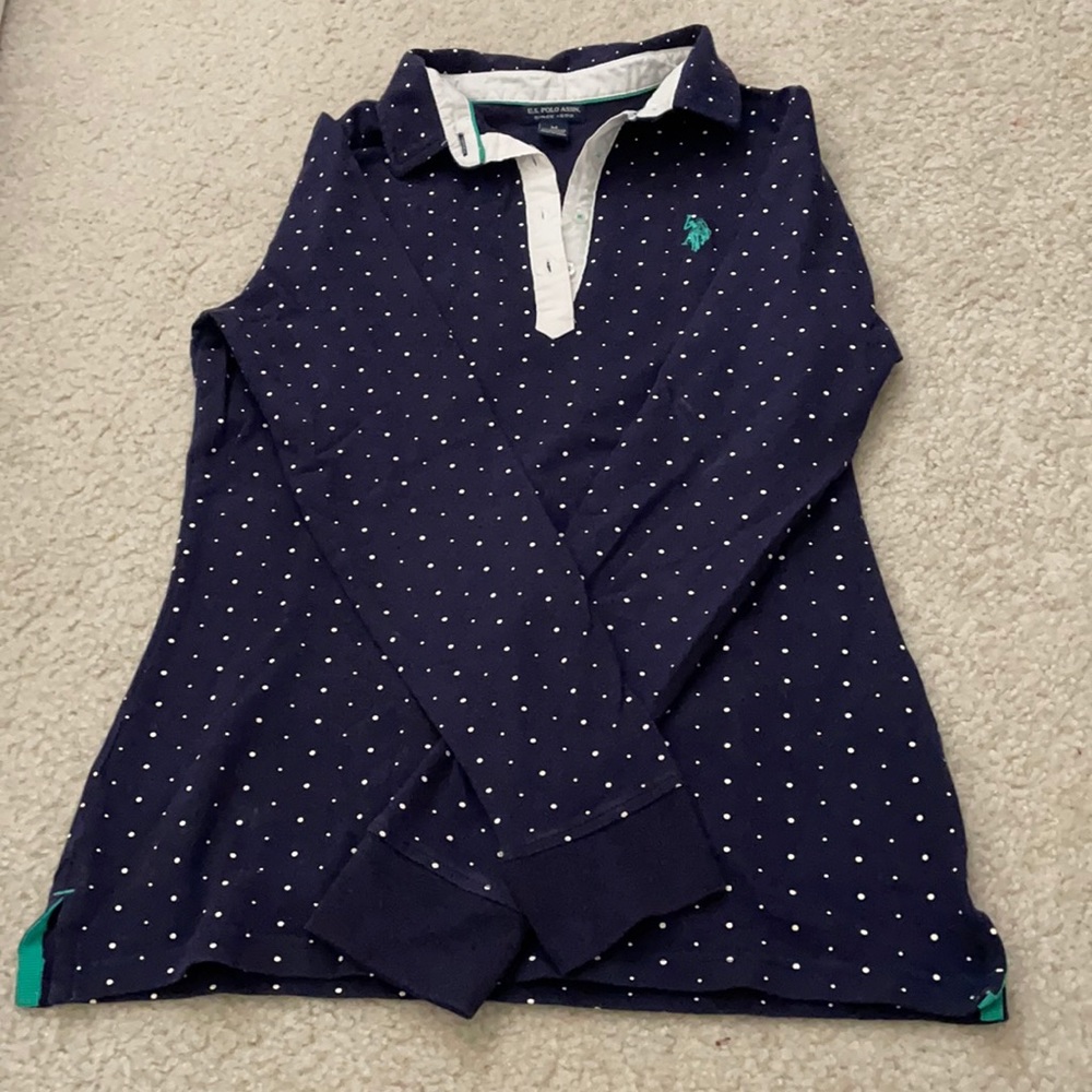 Long sleeve polka dot polo